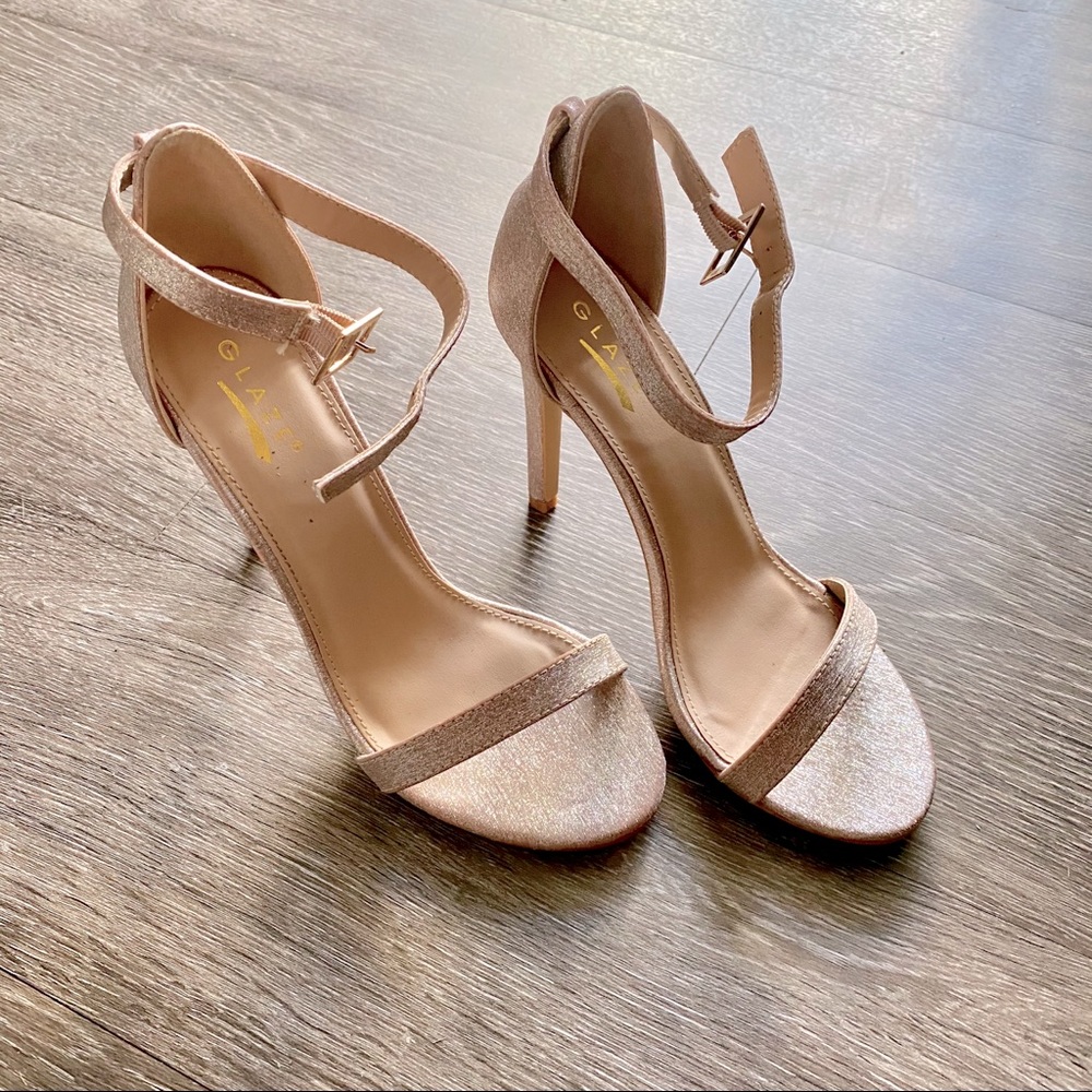 Sparkly Rose Gold Strappy Heels